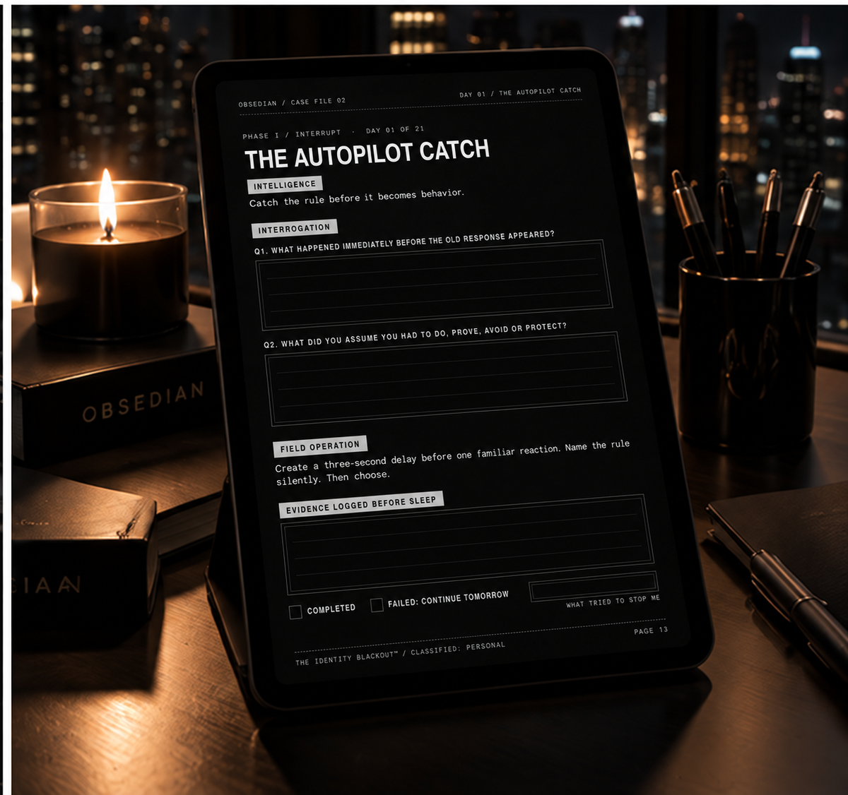 The Identity Blackout™ by OBSEDIAN, a 21-day digital field manual for breaking automatic responses, image 5 of 5